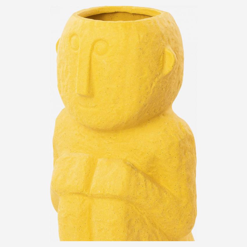 Jarro totem em cerâmica - 31 cm - Amarelo