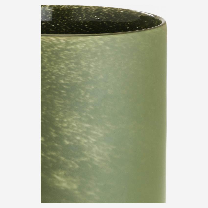 Portacandela in vetro sabbiato - 15 cm - Khaki
