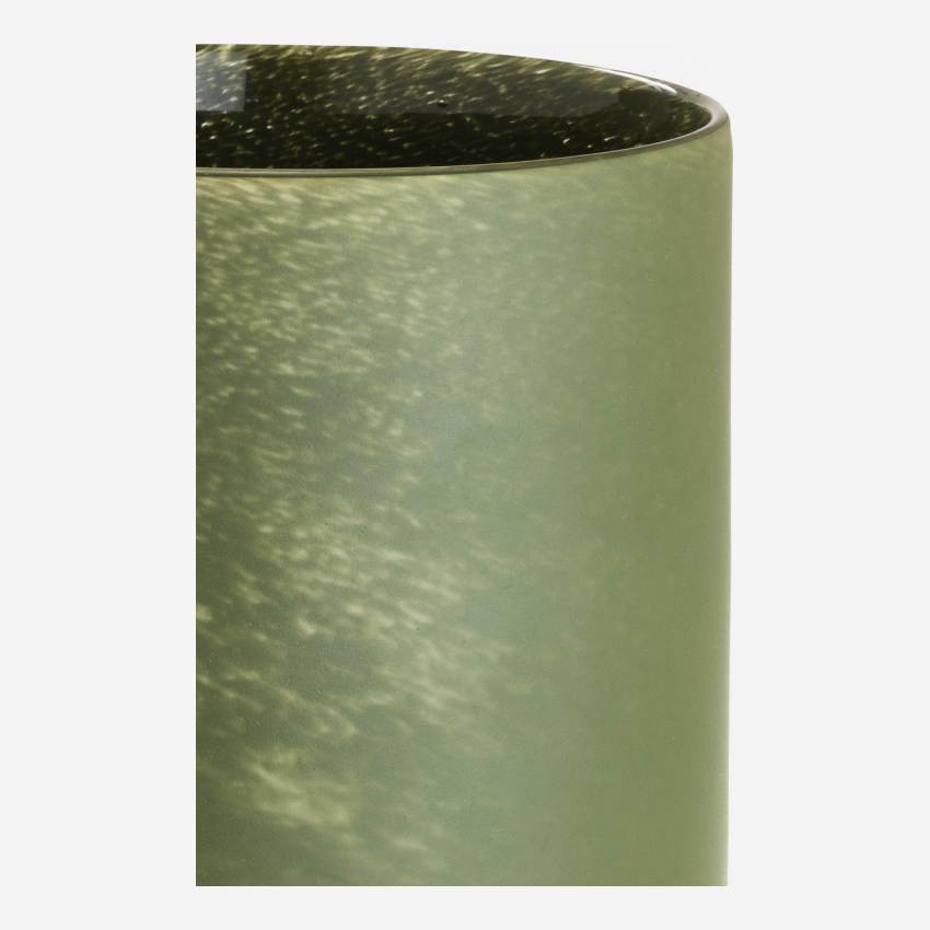 Portacandela in vetro sabbiato - 15 cm - Khaki