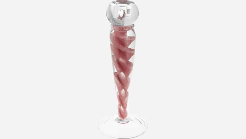 Kaarsenhouder van glas - 26 cm - Roze