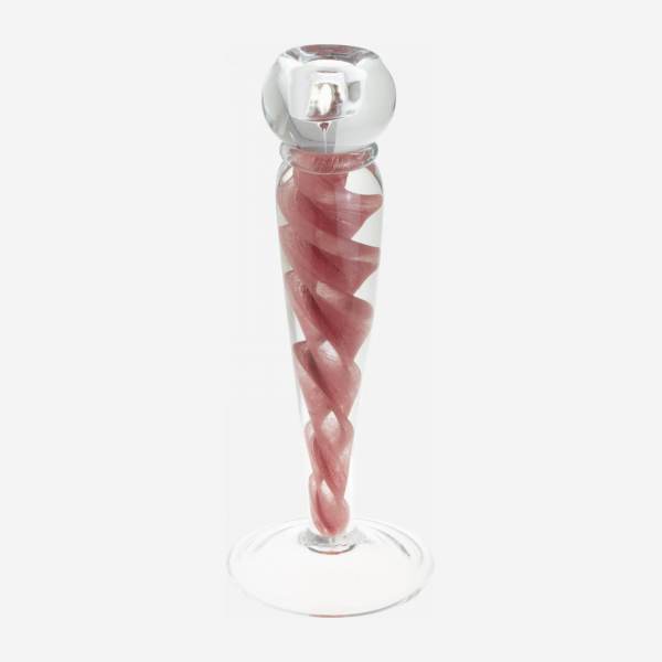 Kerzenständer aus Glas - 26 cm - Rosafarben
