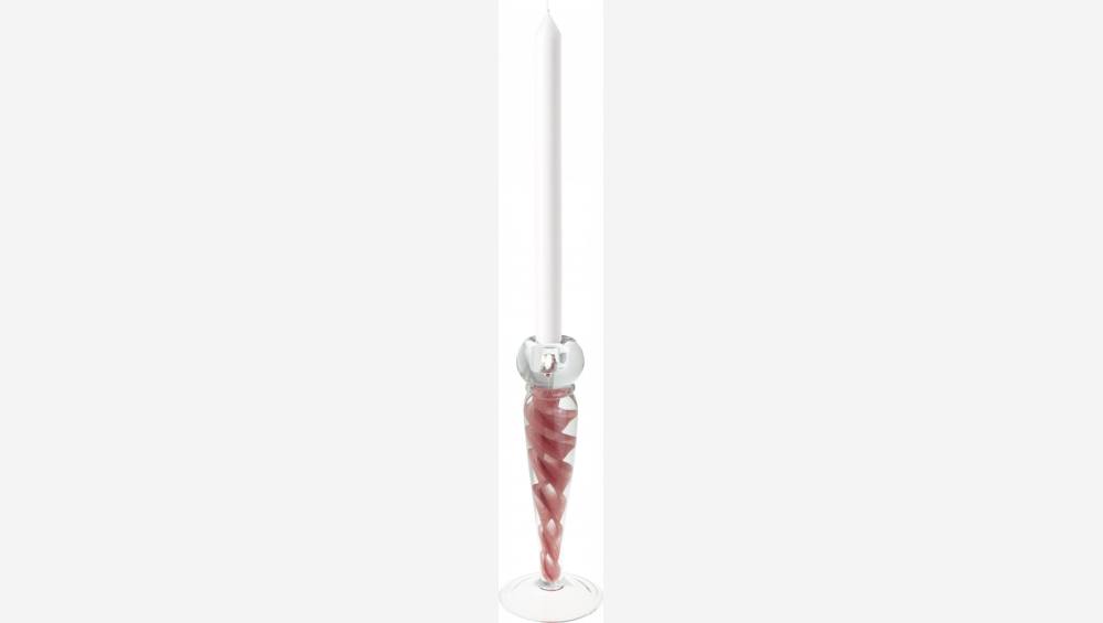 Bougeoir en verre - 26 cm - Rose