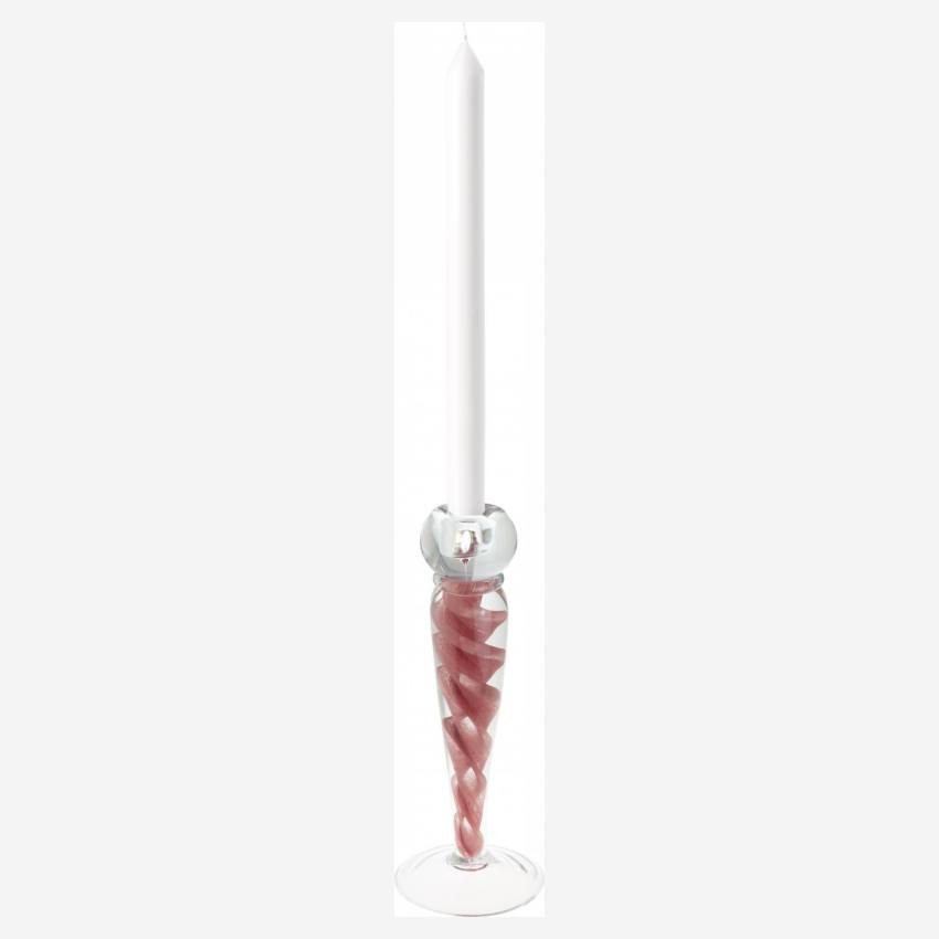 Bougeoir en verre - 26 cm - Rose