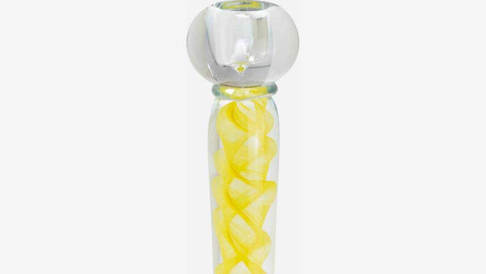Kaarsenhouder van glas - 38 cm - Geel