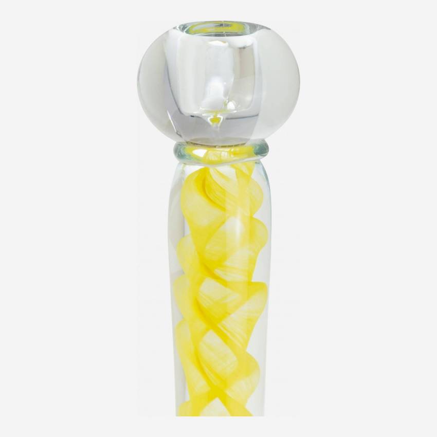 Kaarsenhouder van glas - 38 cm - Geel