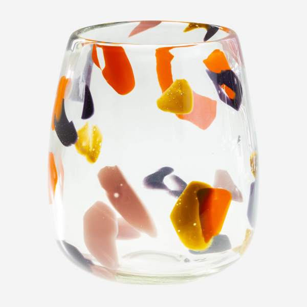 Jarrón de vidrio - 21 cm - Moteado Multicolor