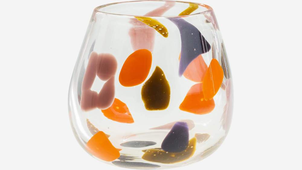 Vaas van glas - 13 cm - Meerkleurig gespikkeld