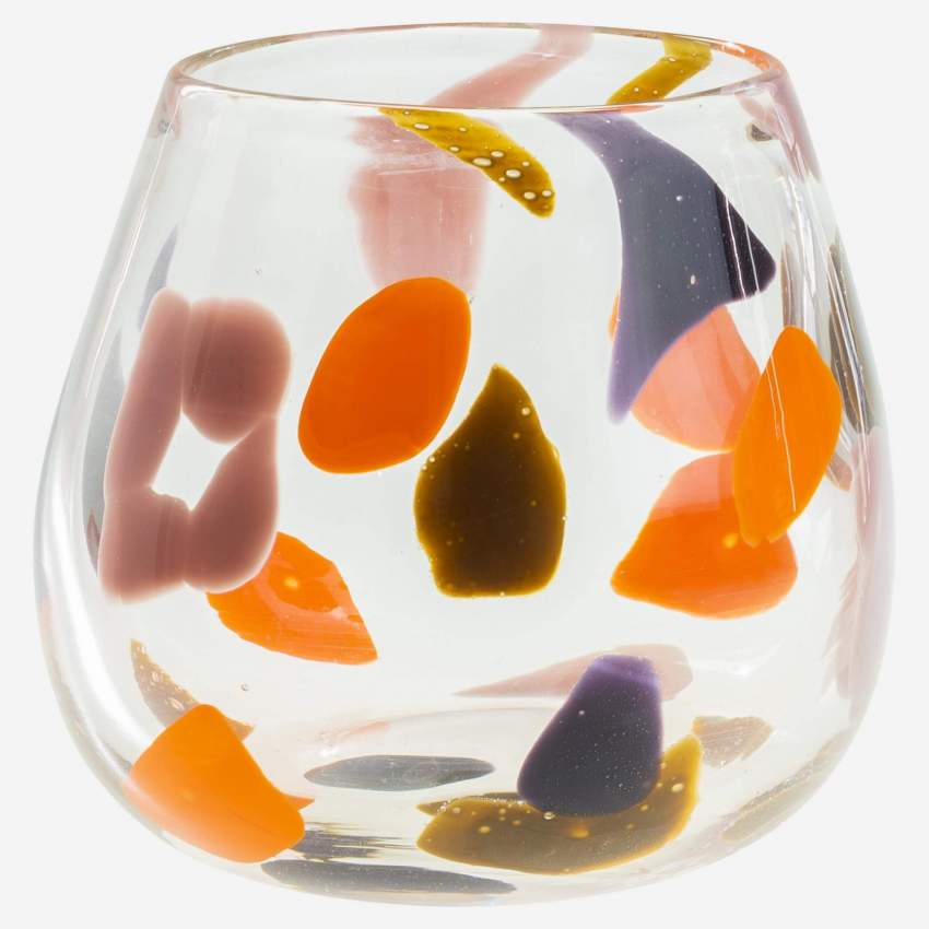 Vaas van glas - 13 cm - Meerkleurig gespikkeld