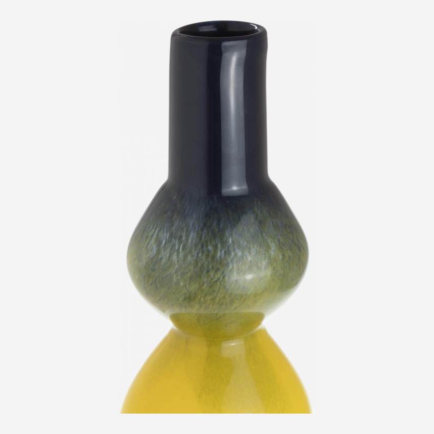 Jarrón orgánico de vidrio - 38 cm - Amarillo y azul