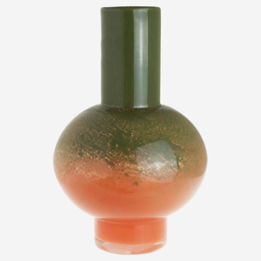 Vase rond en verre - 31 cm - Rose et kaki