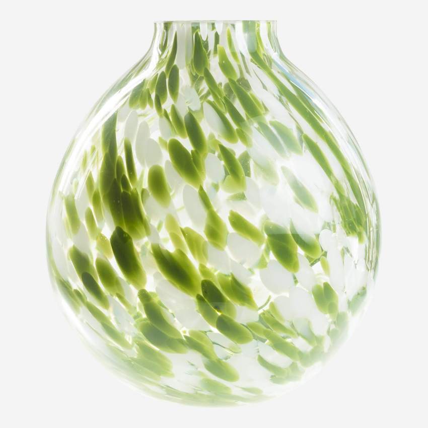 Vase en verre soufflé bouche - 25 x 27 cm - Vert