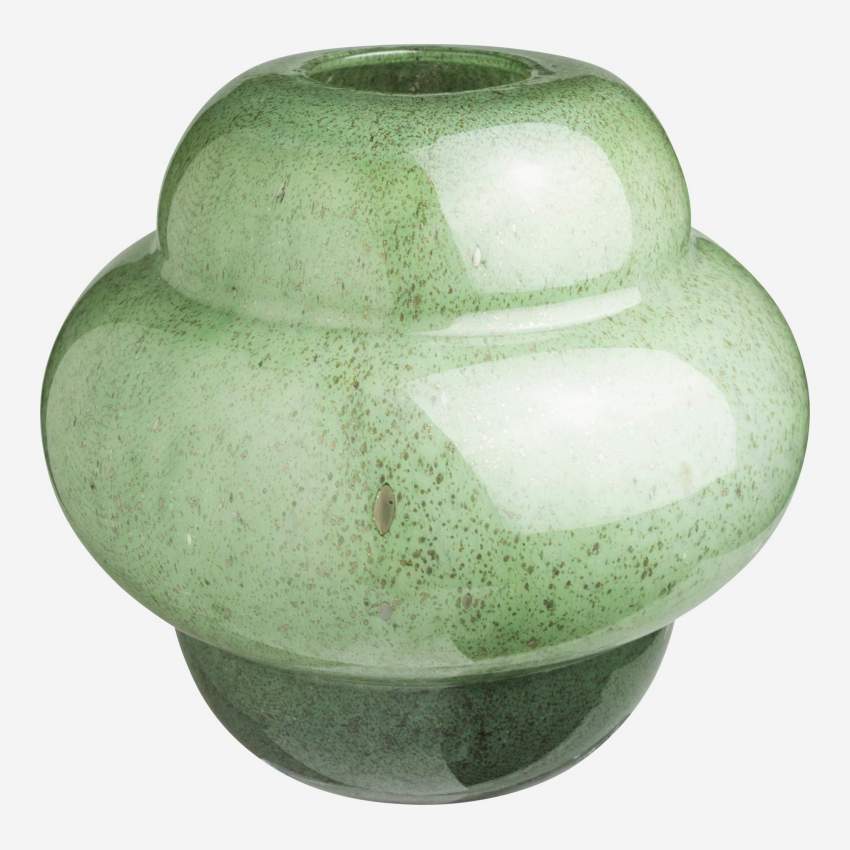 Vaas organische vorm van glas - 20 cm - Groen