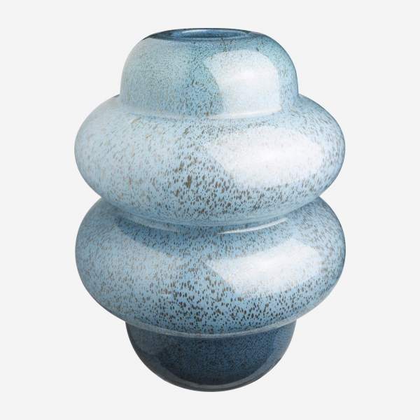 Vase organique en verre - 30 cm - Bleu gris