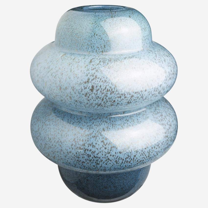 Vaas organische vorm van glas - 30 cm - Blauwgrijs