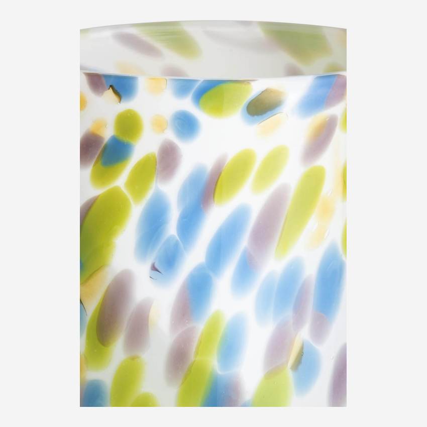 Portacandele in vetro soffiato - 15 x 15 cm - Bianco maculato