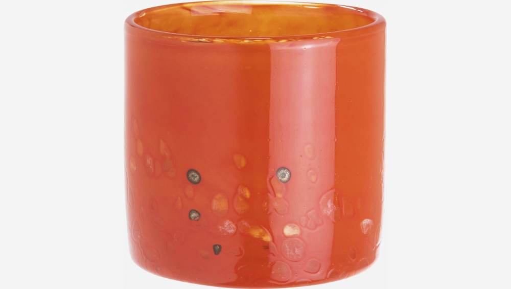 Portacandele in vetro - 10 x 10 cm - Arancione