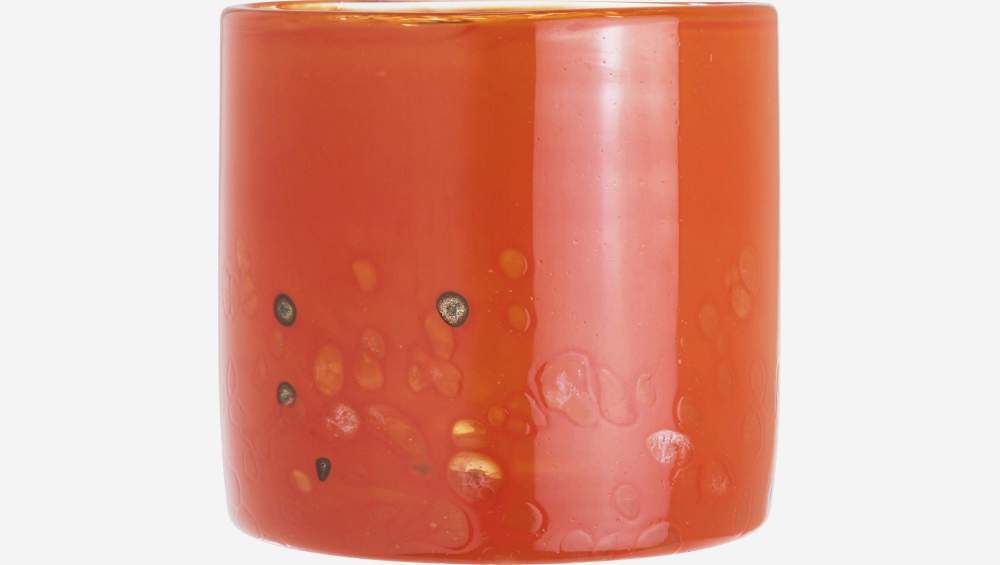 Portacandele in vetro - 10 x 10 cm - Arancione