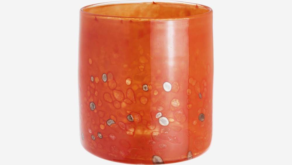 Candelabro de vidrio - 15 x 15 cm - Naranja