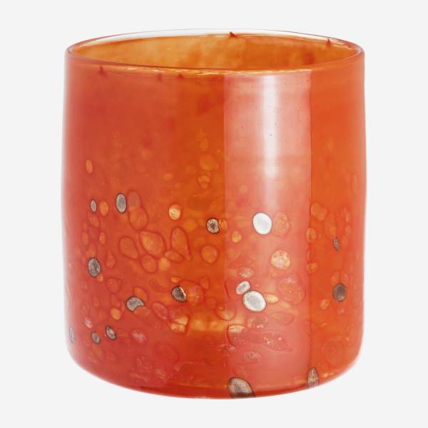 Windlicht aus Glas - 15 x 15 cm - Orange