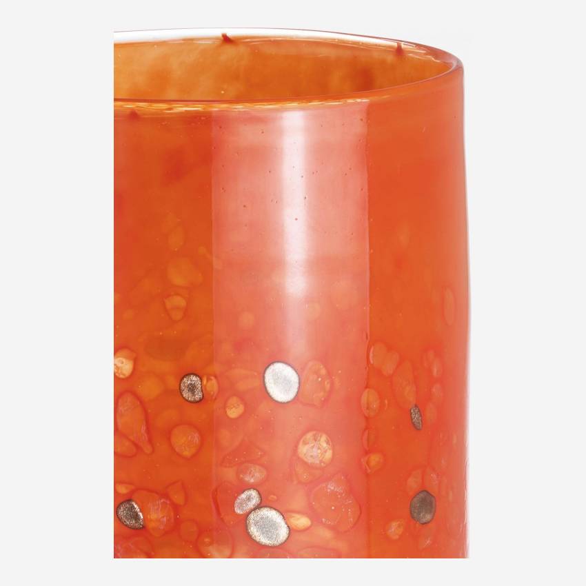 Portacandele in vetro - 15 x 15 cm - Arancione