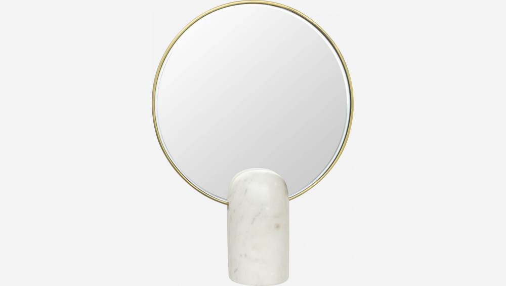 Miroir rond à poser en verre - 28 cm - Doré