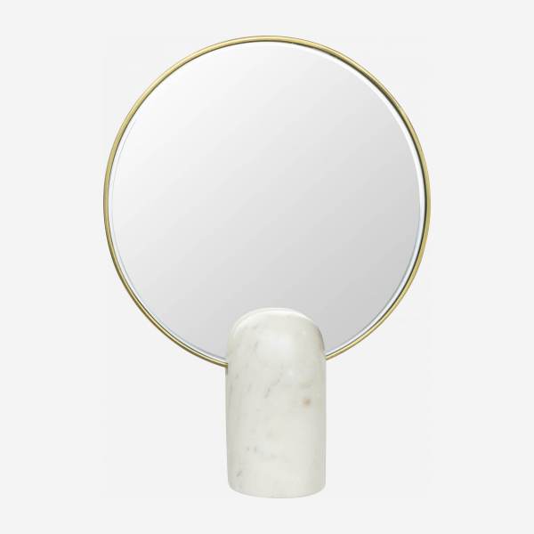 Miroir rond à poser en verre - 28 cm - Doré
