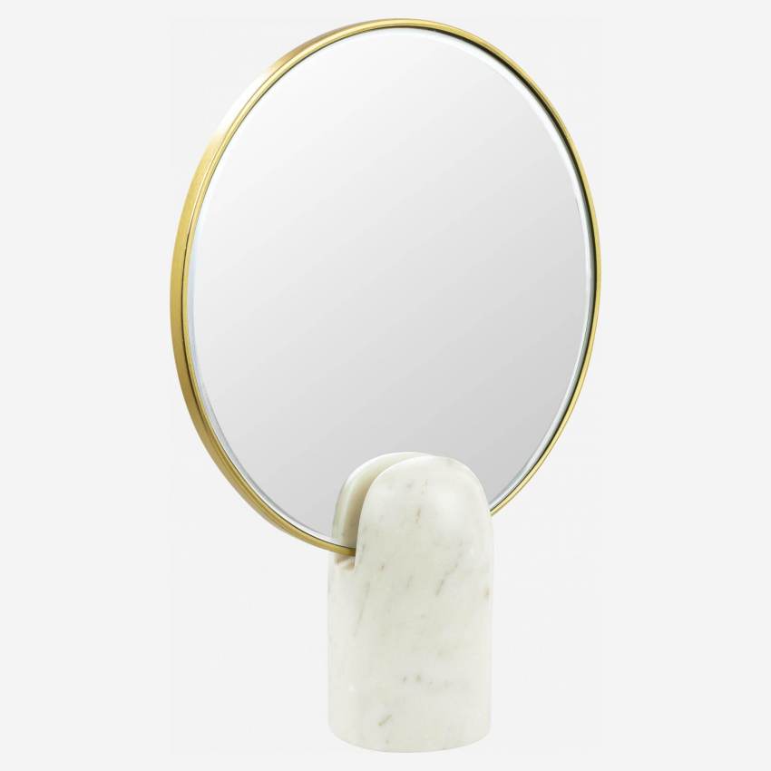 Ronde staande spiegel van glas - 28 cm - Goudkleurig