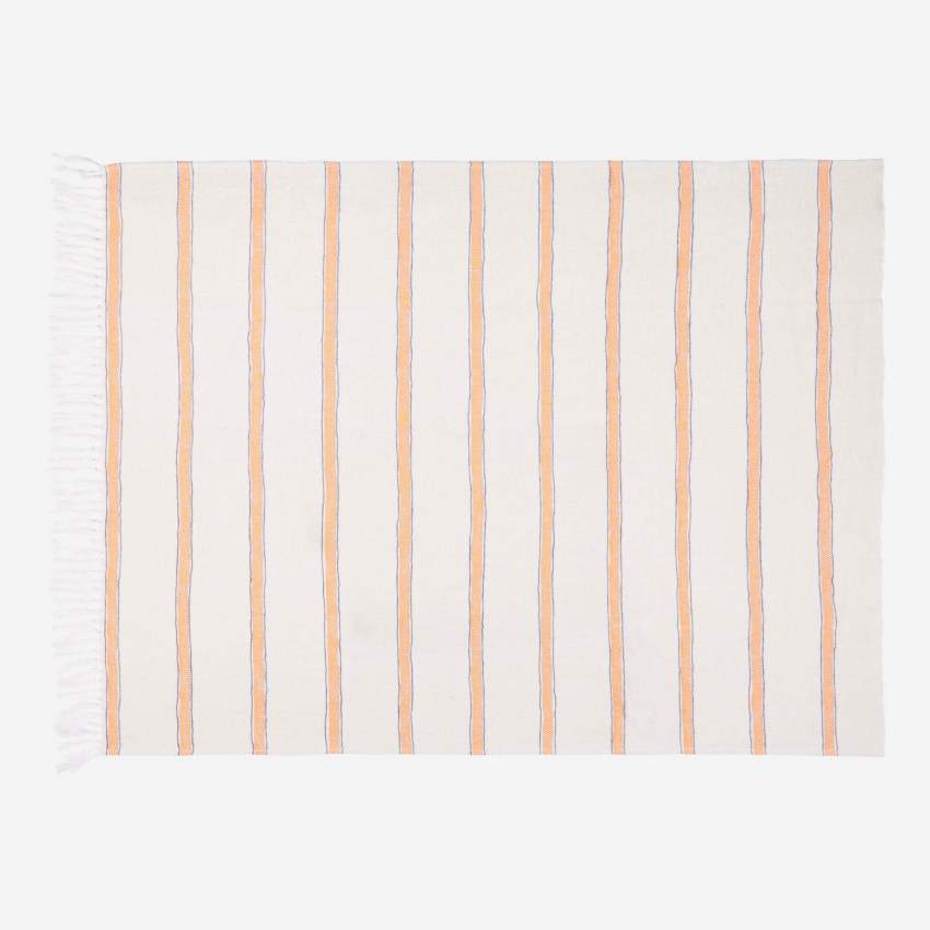 Plaid de algodón y lino - 130 x 170 cm - Beige
