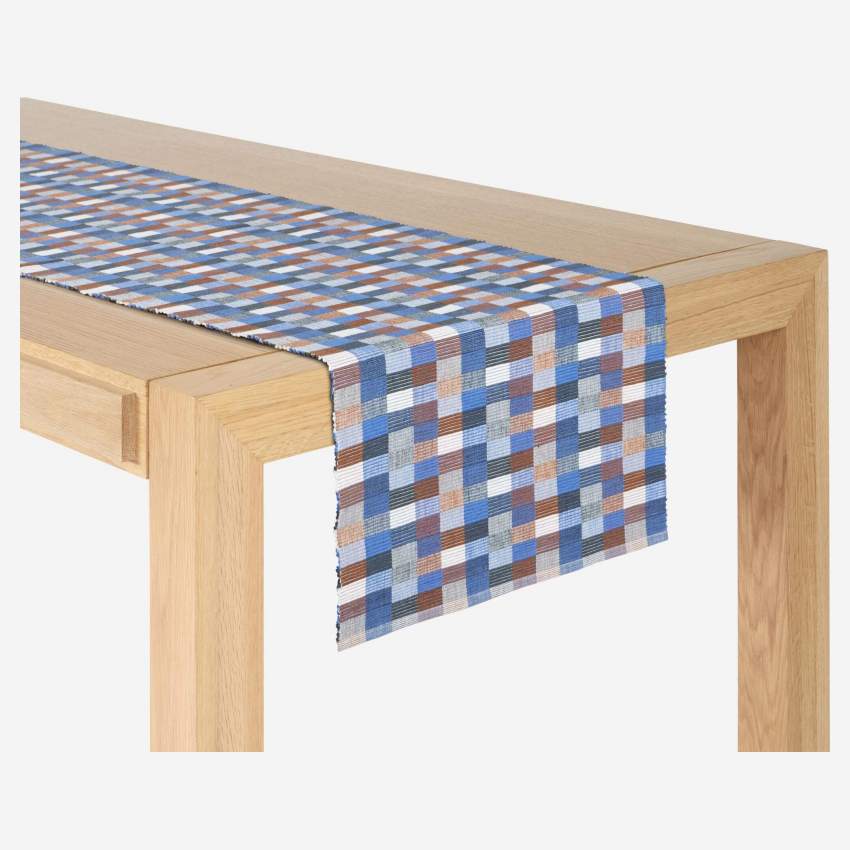 Lot de 2 travers de table en coton - 140 x 40 cm - Bleu
