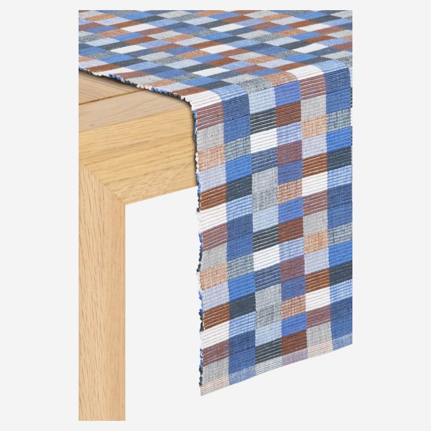Conjunto de 2 caminhos de mesa de algodão - 140x40 cm - Azul