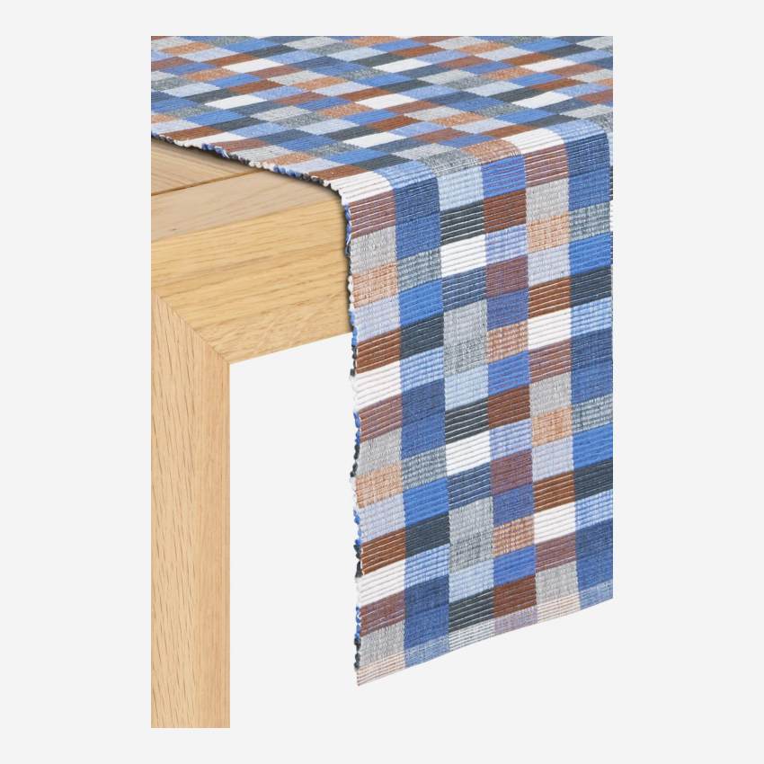 Set 2 caminos de mesa de algodón - 140 x 40 cm - Azul
