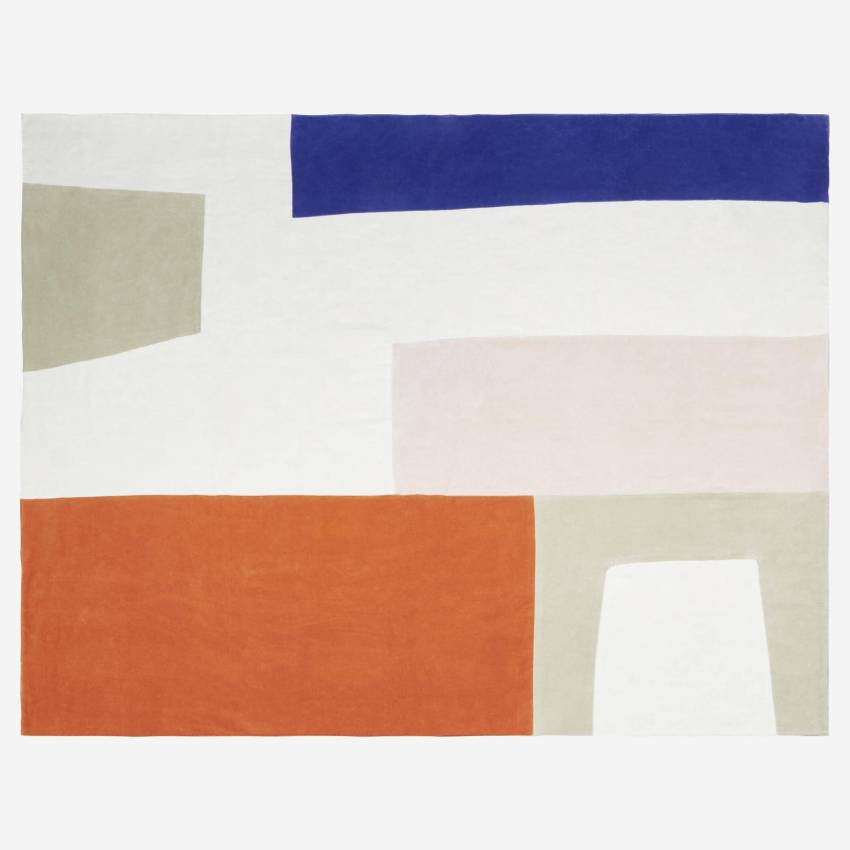 Plaid de algodón y lino - 130 x 170 cm - Multicolor
