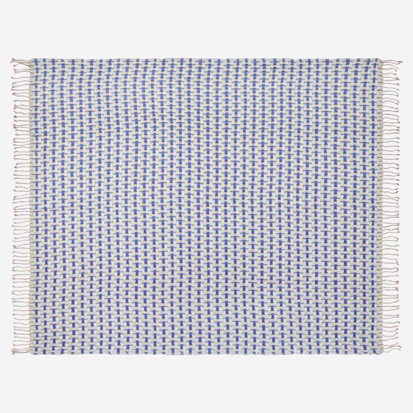 Plaid aus Wolle - 130 x 170 cm - Blau