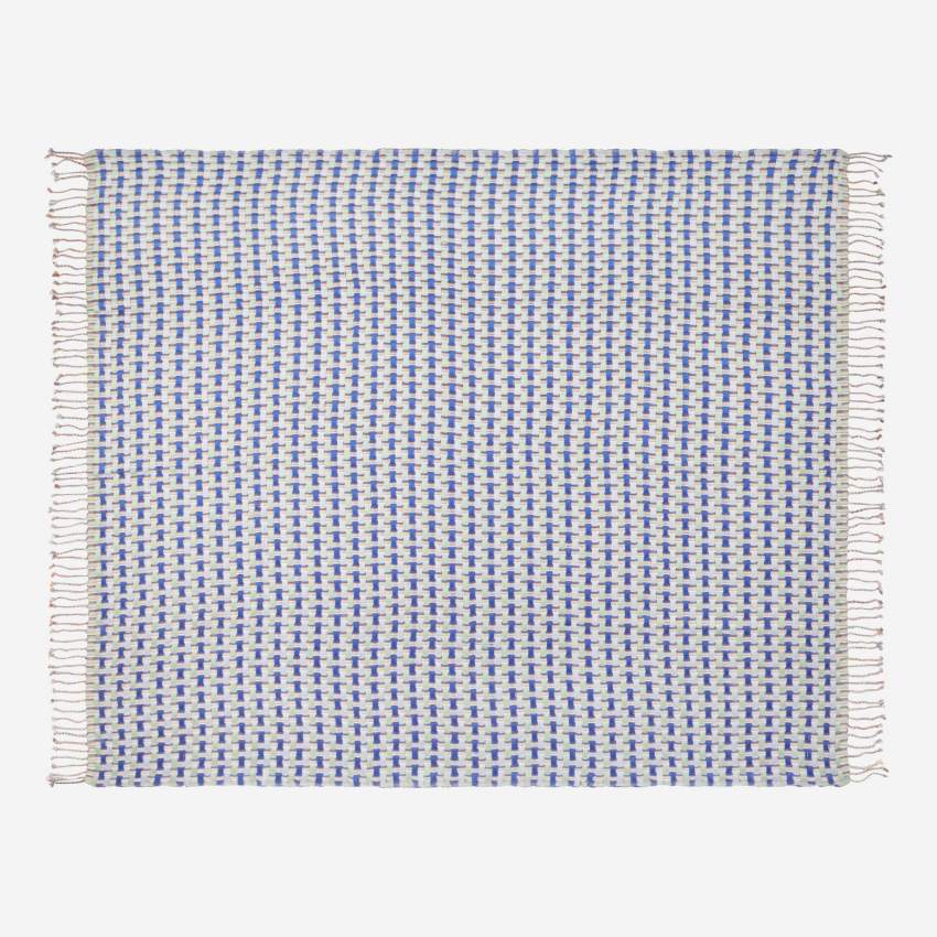 Plaid de lana - 130 x 170 cm - Azul