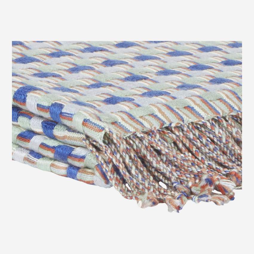 Plaid en laine - 130 x 170 cm - Bleu