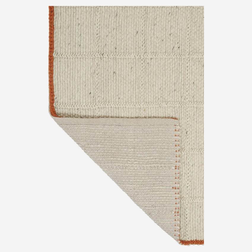Tapis en laine tissé main - 250 x 350 cm - Beige et orange - Design by Floriane Jacques