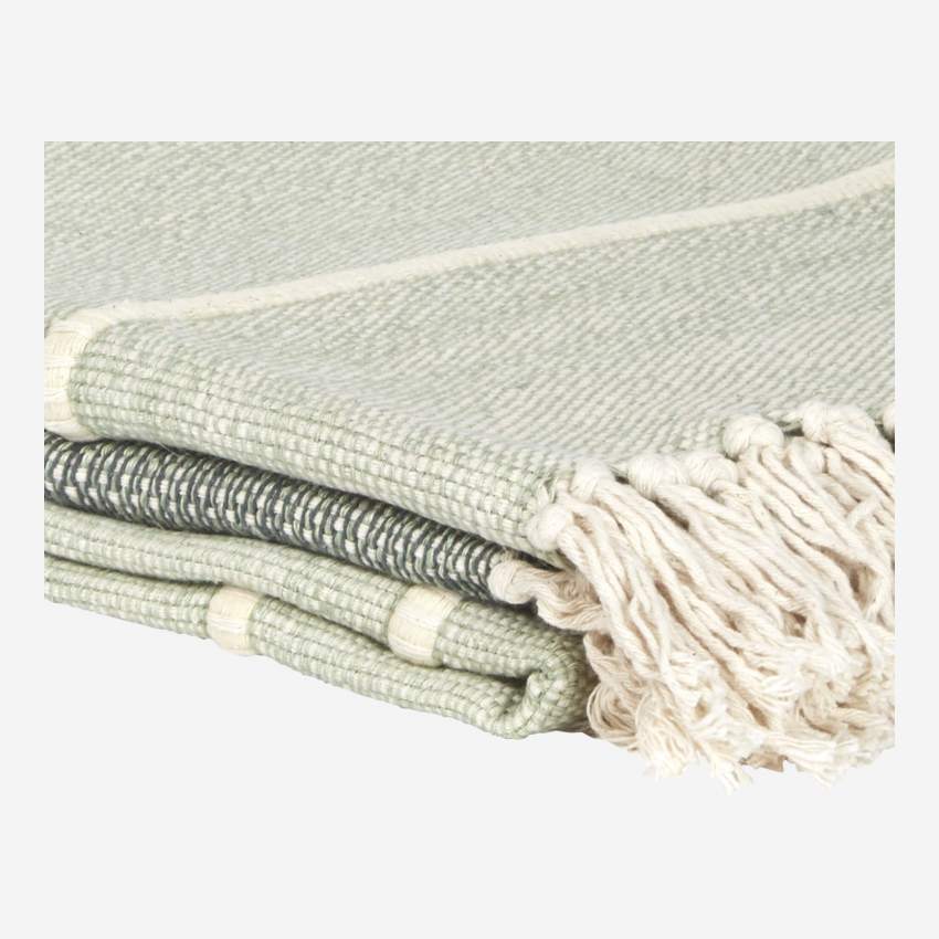Plaid de algodón y lino - 130 x 170 cm - Verde