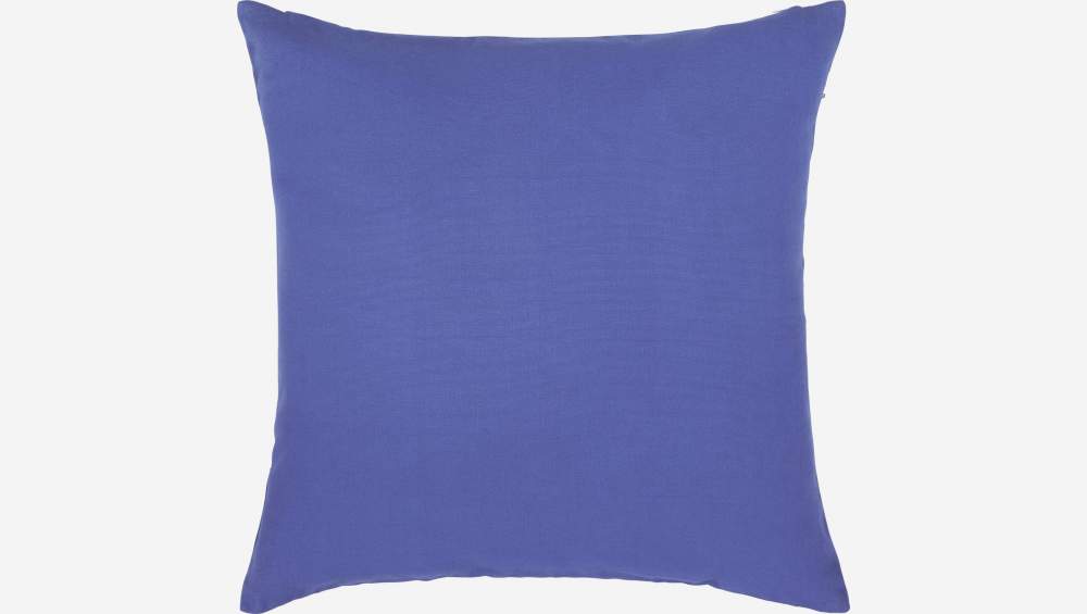 Coussin brodé en coton - 45 x 45 cm - Bleu