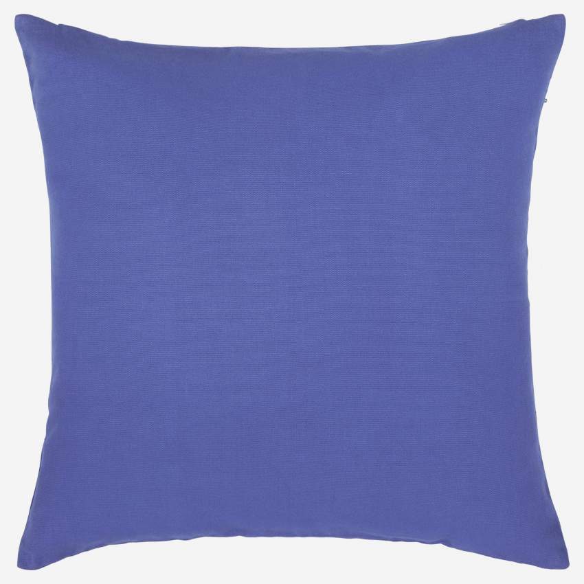 Cuscino in cotone con ricami - 45 x 45 cm - Blu