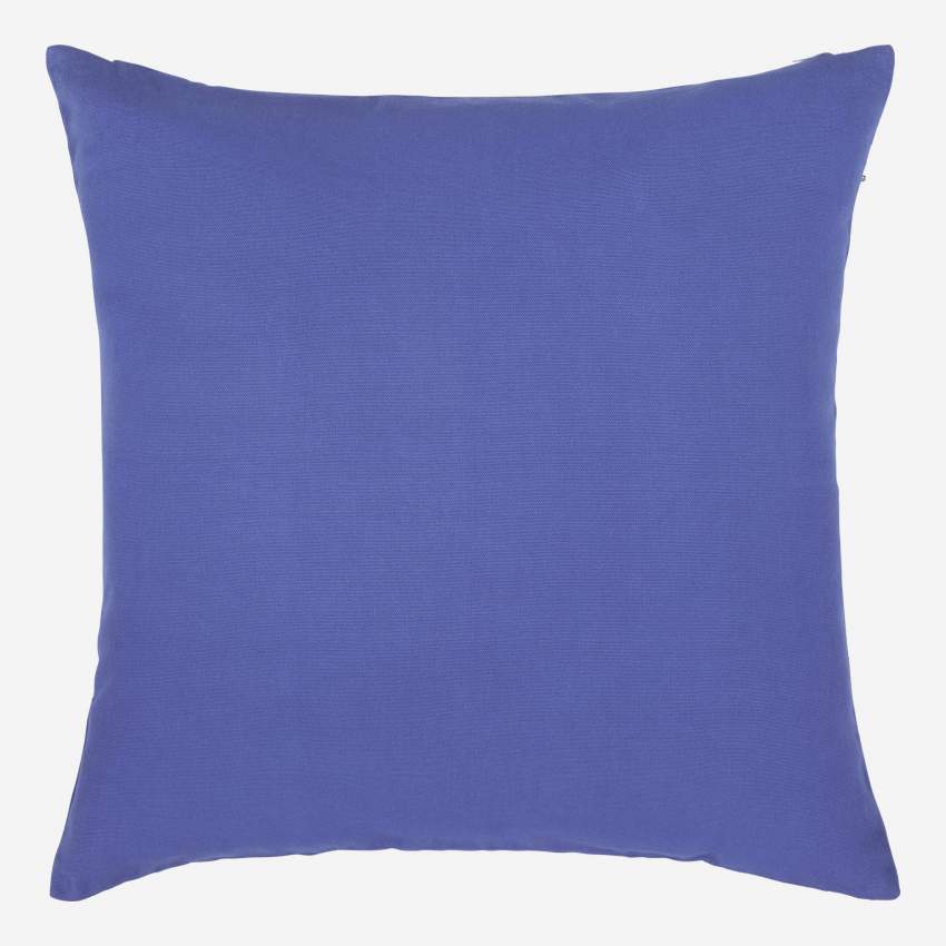 Besticktes Kissen aus Baumwolle - 45 x 45 cm - Blau
