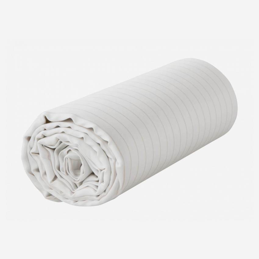 Lençol de baixo de algodão - 160 x 200 cm - Branco com listras bege