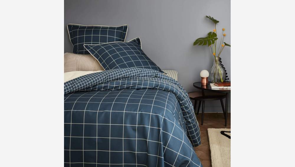 Conjunto de cama de algodão - 220 x 240 cm - Azul-marinho