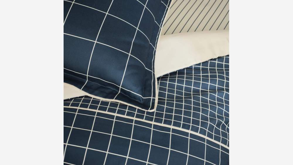 Conjunto de cama de algodão - 200 x 200 cm - Azul-marinho