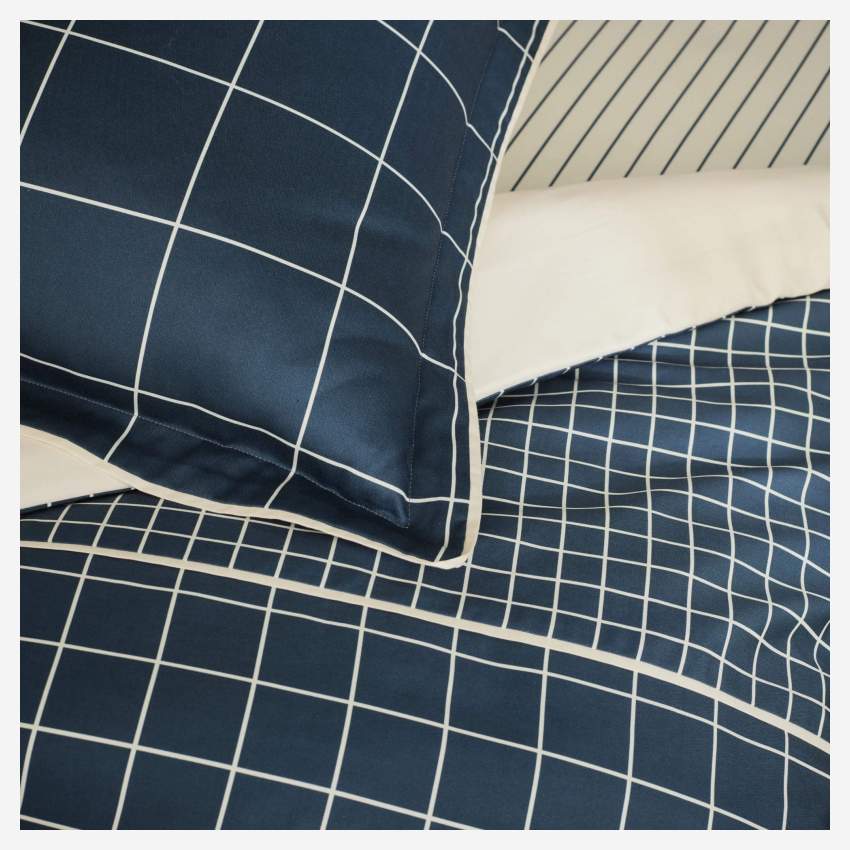 Conjunto de cama de algodão - 200 x 200 cm - Azul-marinho