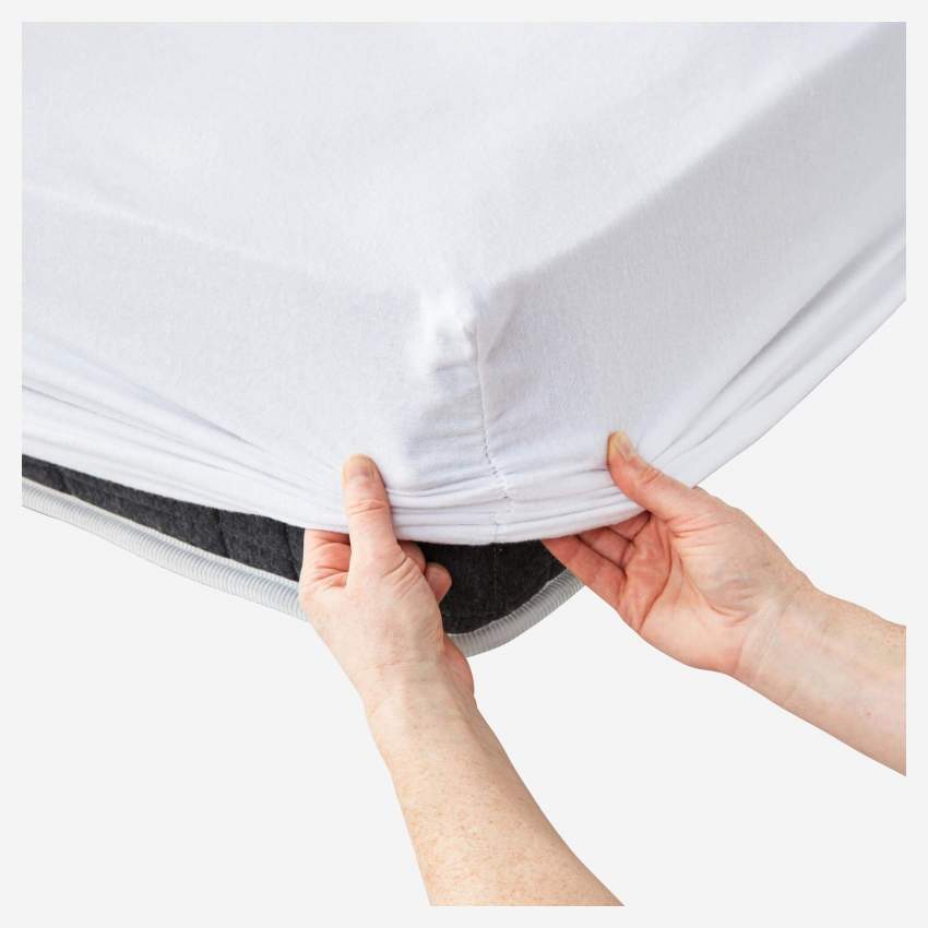 Protector de colchón de algodón - 160 x 200 cm - Blanco