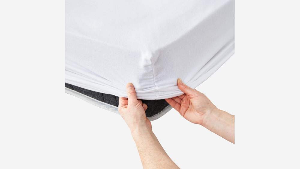 Protector de colchón de algodón - 140 x 200 cm - Blanco