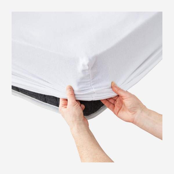 Protetor de colchão em algodão - 90 x 200 cm - Branco