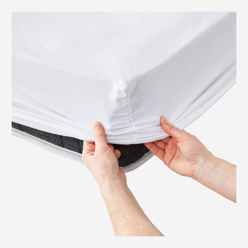 Protector de colchón de algodón - 90 x 200 cm - Blanco
