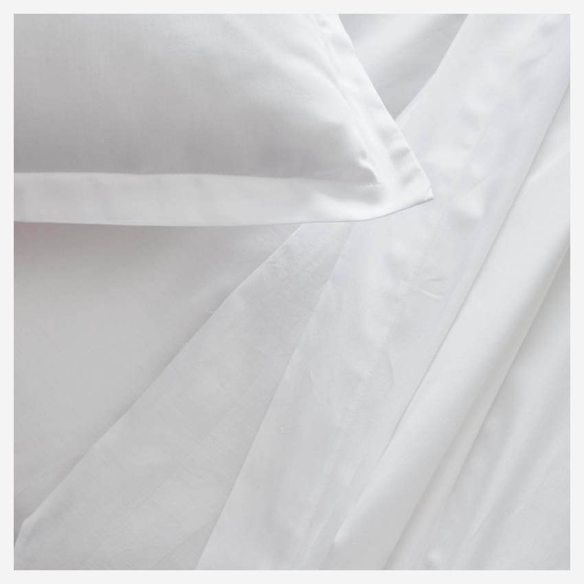 Lençol plano de algodão - 240 x 300 cm - Branco