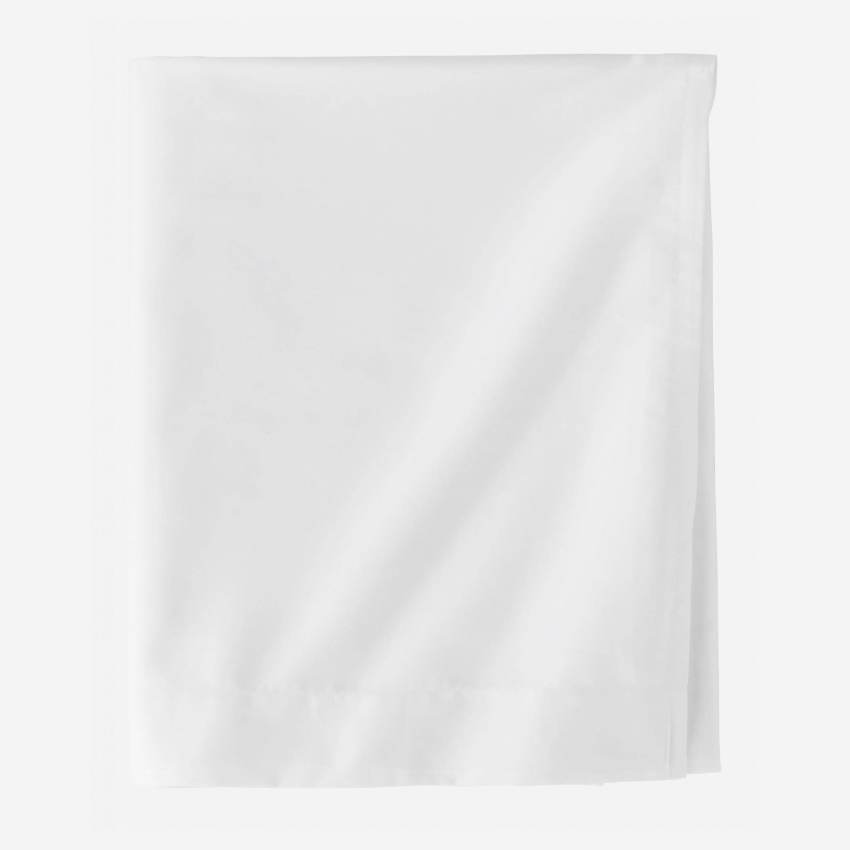 Lençol plano de algodão - 270 x 300 cm - Branco